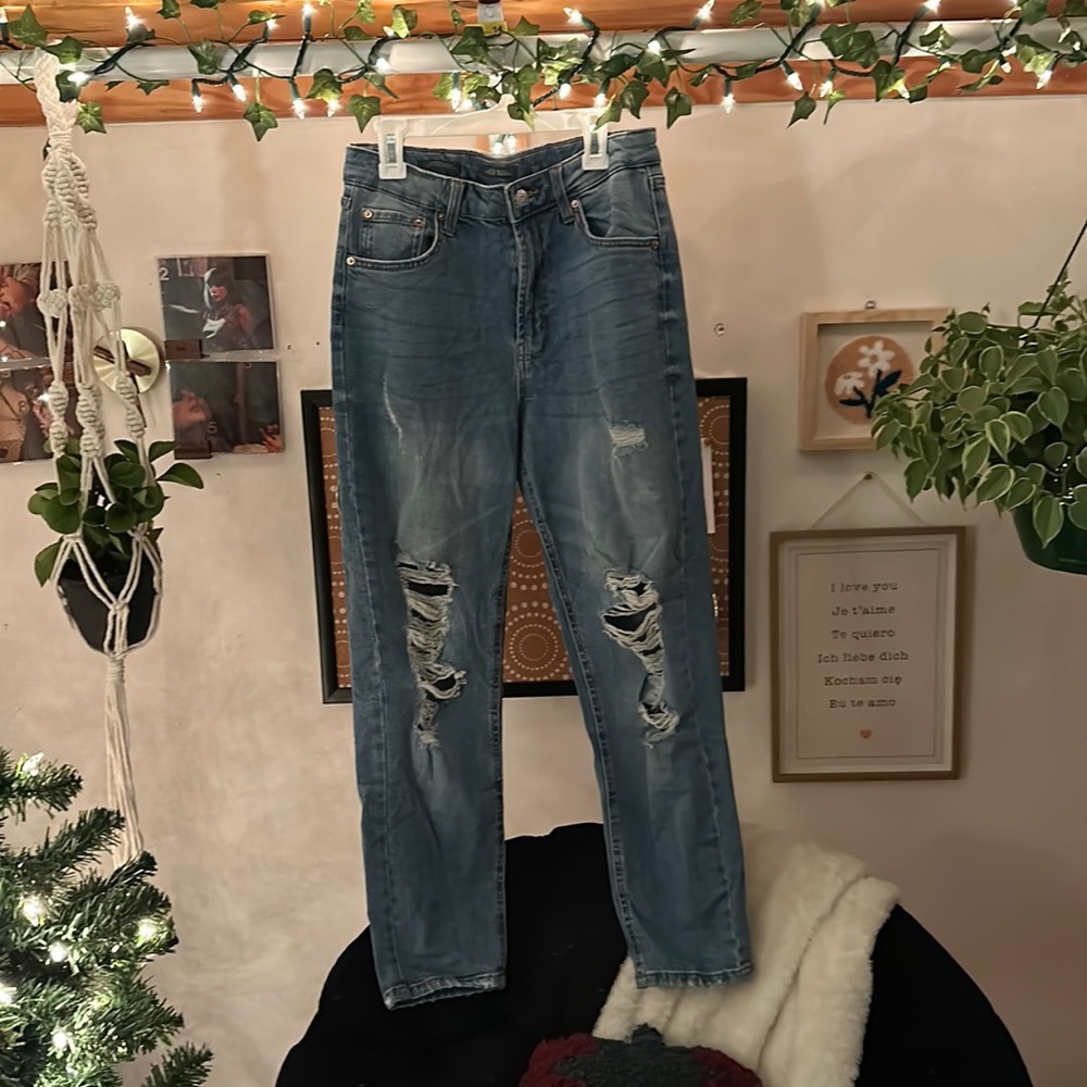 ripped high waisted mom jeans